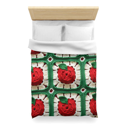 Apple Granny Square Crochet Pattern: Wild Fruit Tree, Delicious Red Design - Microfiber Duvet Cover