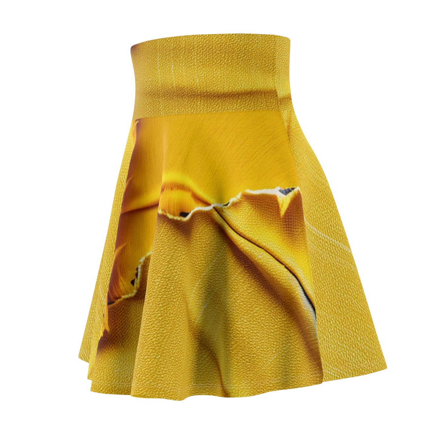 Banana Yellow Lemon: Bold Distressed, Denim-Inspired Fabric - Women's Skater Skirt (AOP)