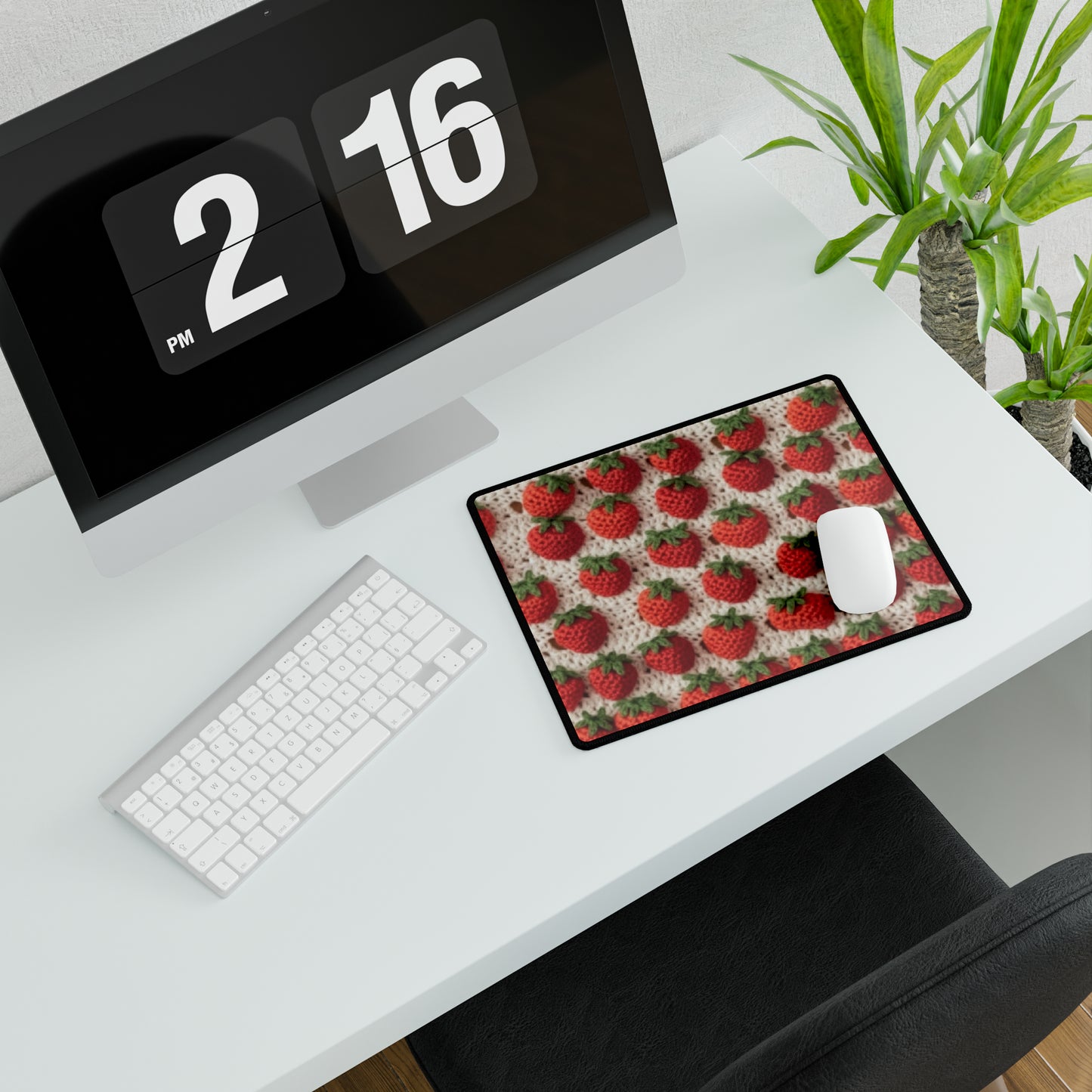 Strawberry Traditional Japanese, Crochet Craft, Fruit Design, Red Berry Pattern - Desk Mats