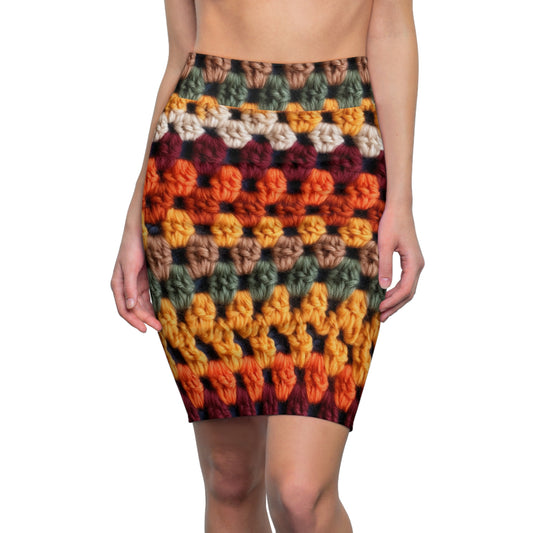 Crochet Thanksgiving Fall: Classic Fashion Colors for Seasonal Look - Women's Pencil Skirt (AOP)