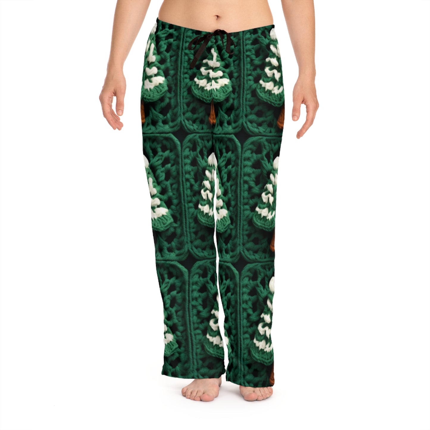 Evergreen Christmas Trees Crochet, Festive Pine Tree Holiday Craft, Yuletide Forest, Winter - Women's Pajama Pants (AOP)