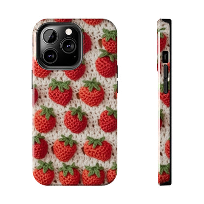 Strawberry Traditional Japanese, Crochet Craft, Fruit Design, Red Berry Pattern - Tough Phone Cases