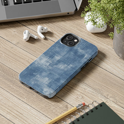 Faded Blue Washed-Out: Denim-Inspired, Style Fabric - Tough Phone Cases