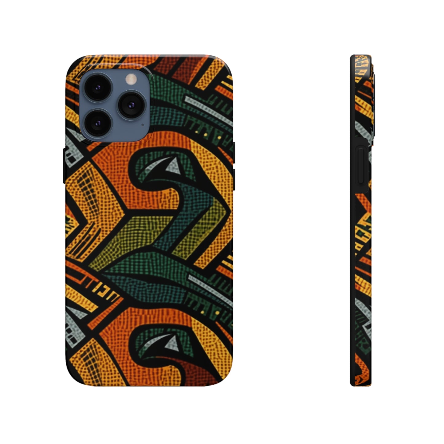 1960-1970s Style African Ornament Textile - Bold, Intricate Pattern - Tough Phone Cases