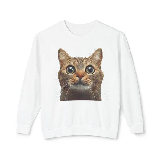 Overstimulated Cat, Over Stimulated Graphic Kitten, Funny Gift, Unisex Lightweight Crewneck Sweatshirt