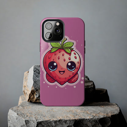 Kawaii Strawberry Adventure - Anime Classic Traditional Japanese Fruit - Otaku Artwork - Tough Phone Cases