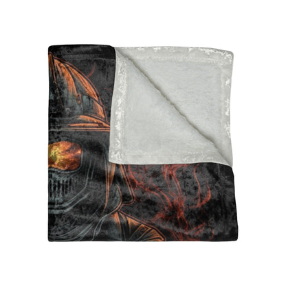 Firefighter Spooky Alert: Facing Haunted Halloween Spirits Scary Fire Pumpkin - Crushed Velvet Blanket