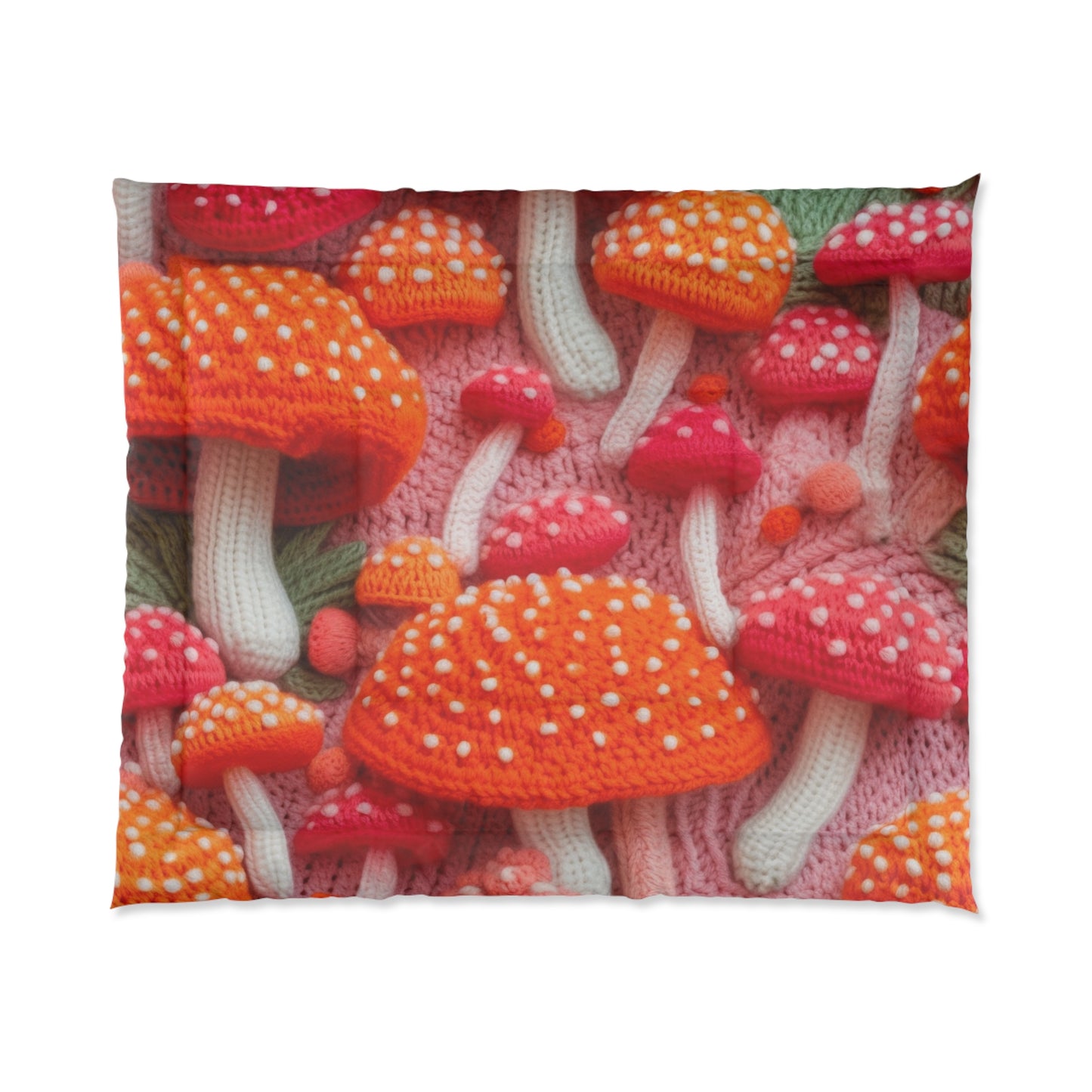 Mushroom Crochet, Enchanted Forest Design, Earthy Fungi. Mystical Magic Woodland, Immerse in Nature - Bed Comforter