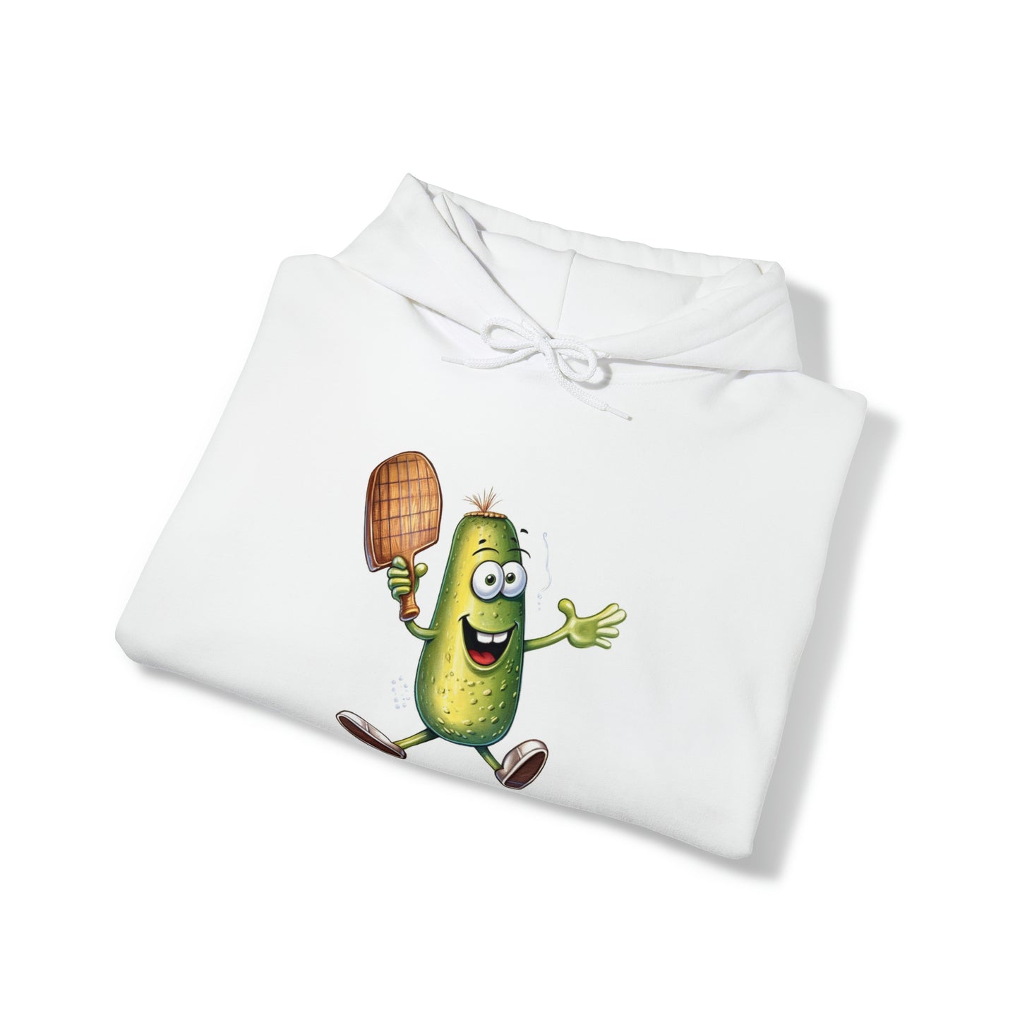 Pickle Player Action: Cartoon Swinging Pickleball Paddle - Sporty Charm - Unisex Heavy Blend™ Hooded Sweatshirt