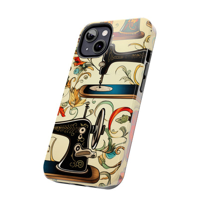 Classic Sewing Machines and Vibrant Thread Spools Pattern, Tailoring and Quilting - Tough Phone Cases