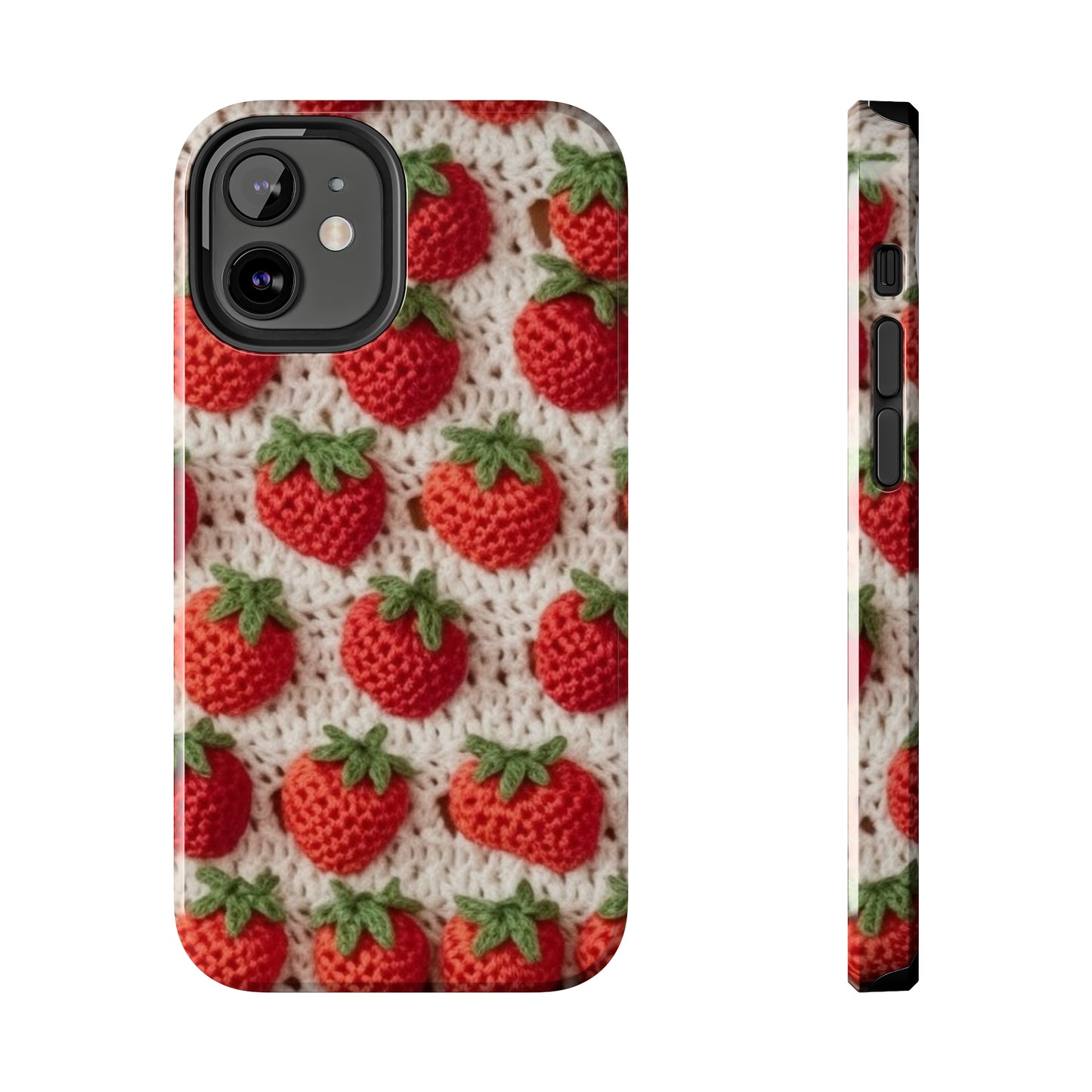 Strawberry Traditional Japanese, Crochet Craft, Fruit Design, Red Berry Pattern - Tough Phone Cases