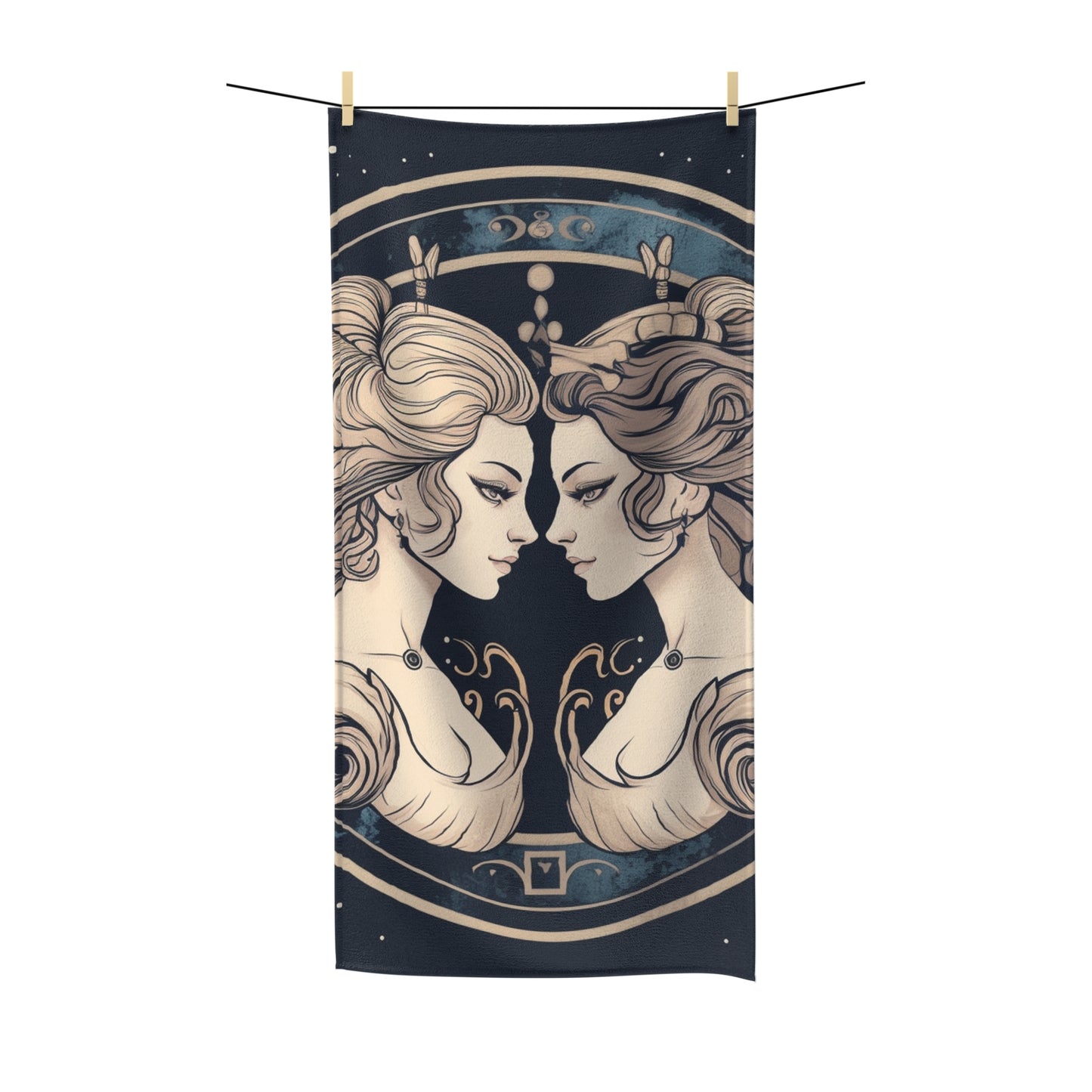 Duality of Gemini - Expressive Twins Zodiac Astrology - Polycotton Towel