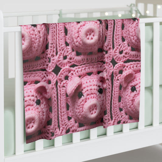 Crochet Pig Farm Animal Pink Snout Piggy Pattern - Baby Swaddle Blanket