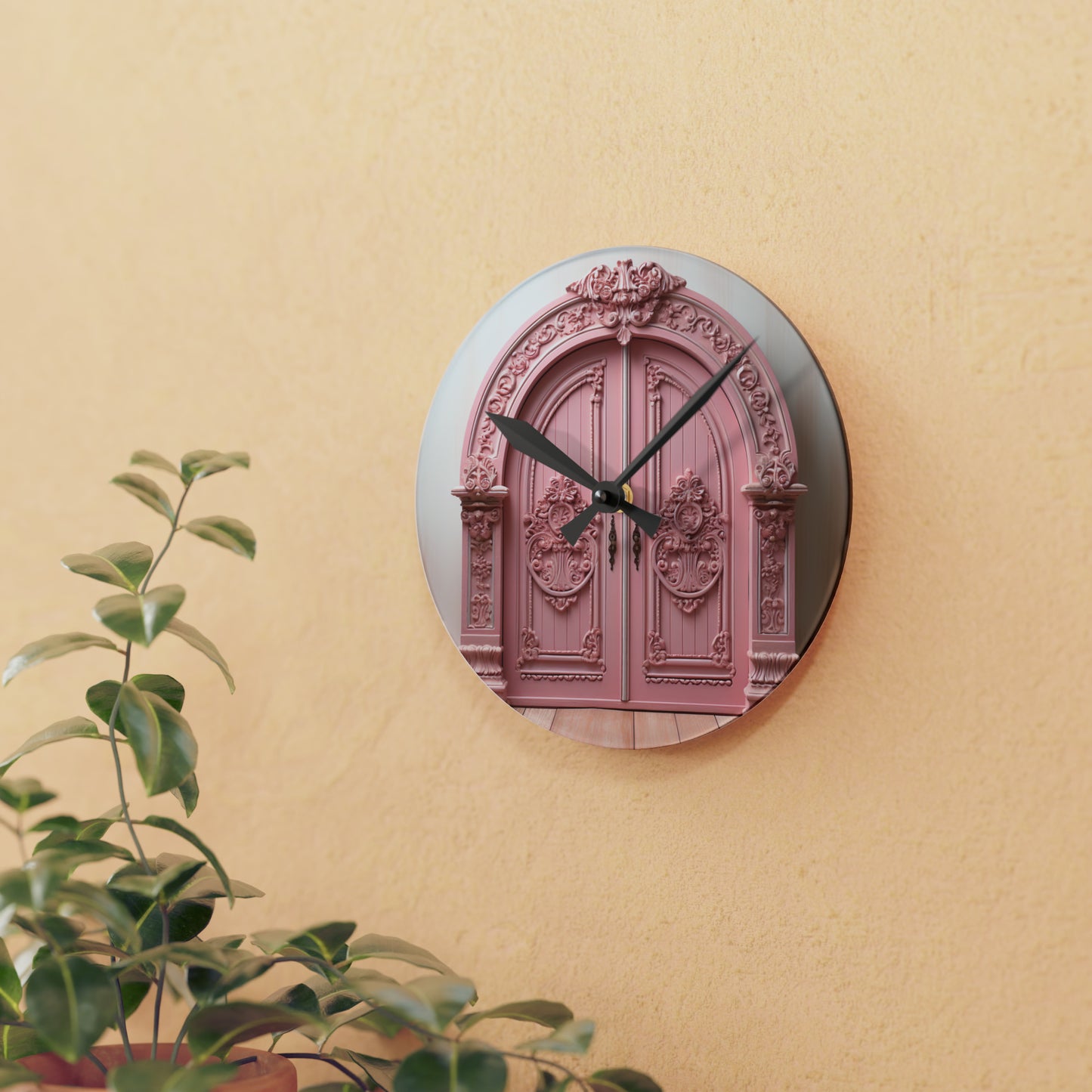 Pink Door - Acrylic Wall Clock