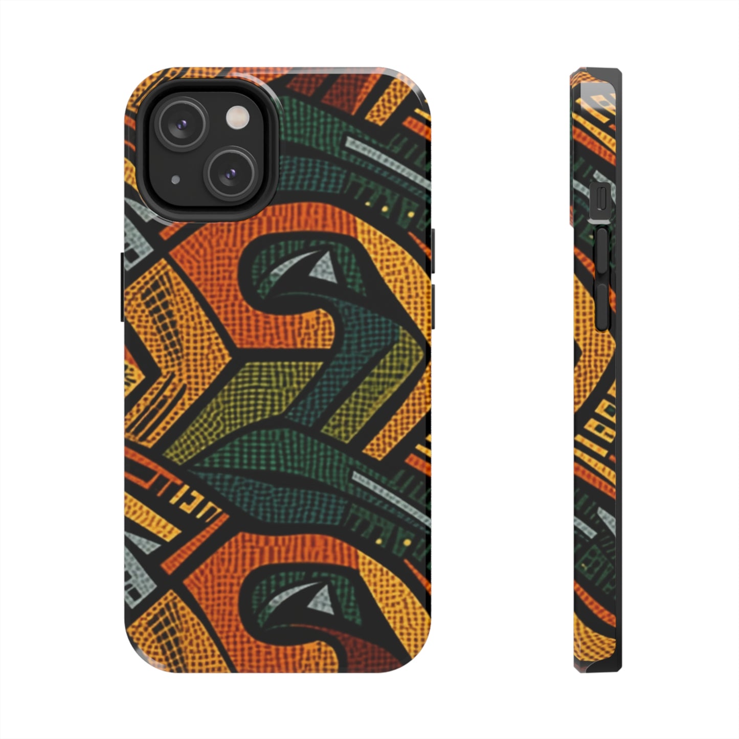 1960-1970s Style African Ornament Textile - Bold, Intricate Pattern - Tough Phone Cases