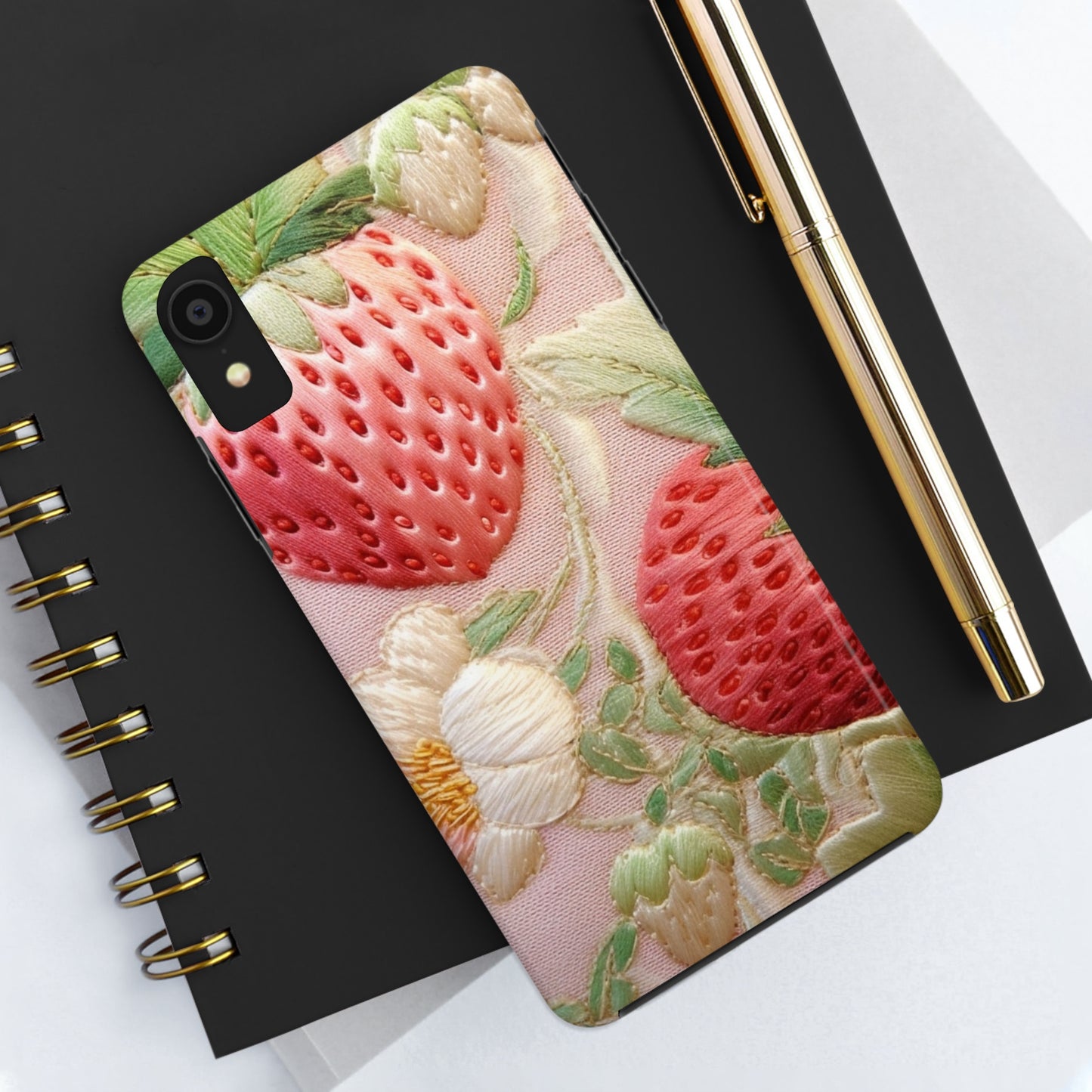 Red Berry Strawberries - Embroid Fruit - Healthy Crop Feast Food Design - Tough Phone Cases