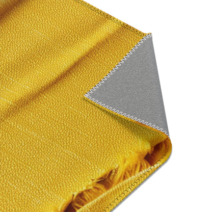 Banana Yellow Lemon: Bold Distressed, Denim-Inspired Fabric - Area Rugs