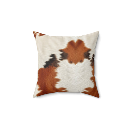 Hair Cowhide Leather Natural Design Tough Durable Rugged Style - Spun Polyester Square Pillow