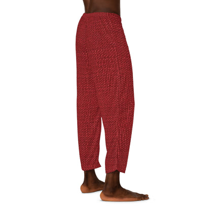 Rojo rubí atrevido: estilo apasionante de tela inspirado en la mezclilla - Pantalones de pijama para hombre (AOP)