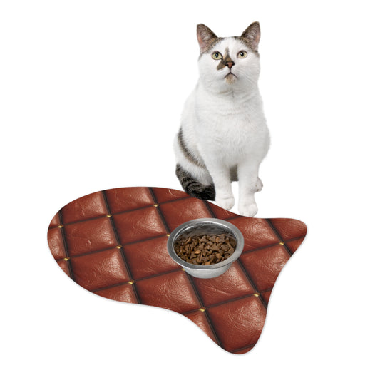 Brown Leather Cognac Pattern Rugged Durable Design Style - Pet Feeding Mats