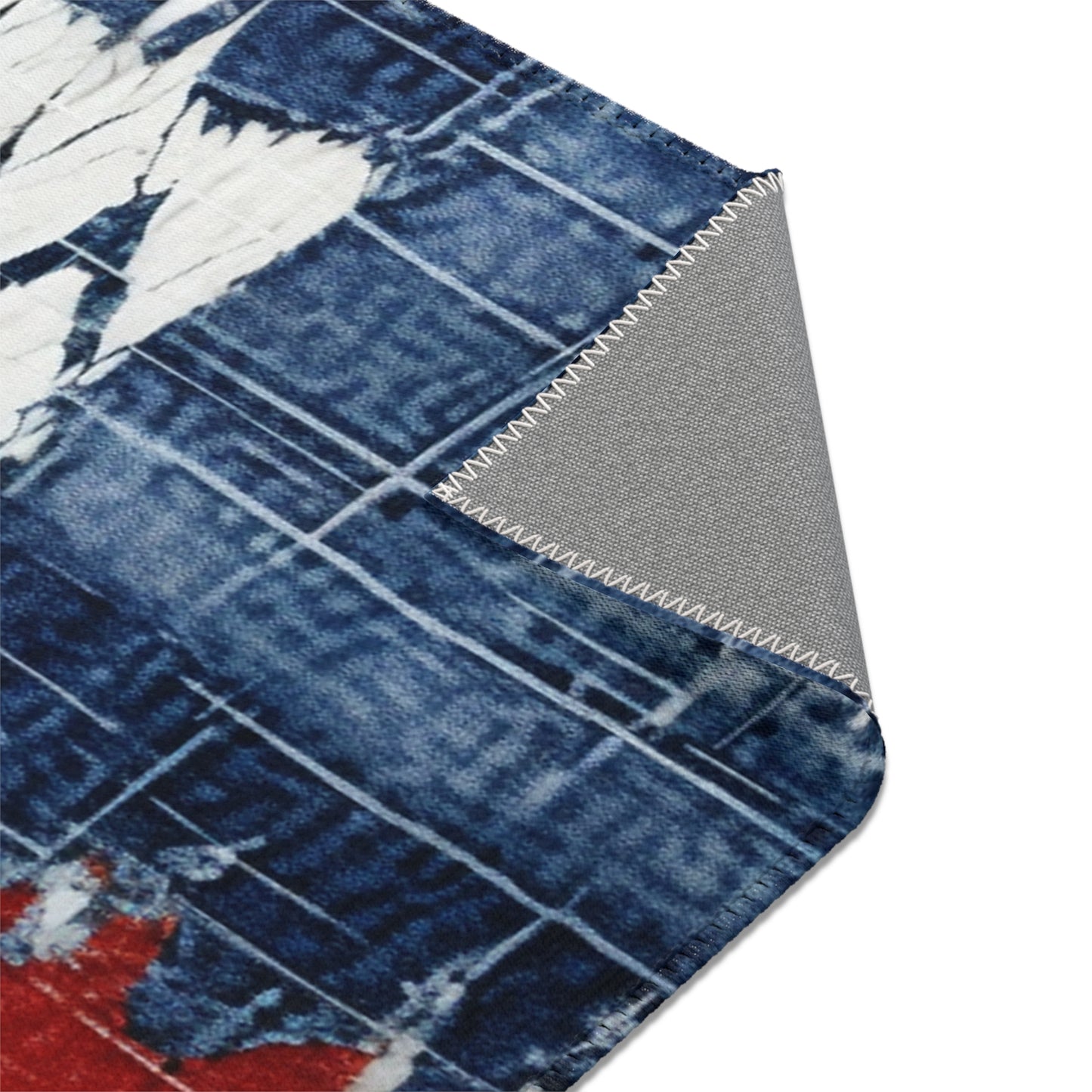 Patriotic Red, White & Blue: Distressed Denim-Style, Torn Fabric - Area Rugs