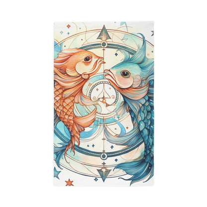 Pisces Zodiac Horoscope - Starry Watercolor & Ink, Hyper-Detailed Fish Dobby Rug