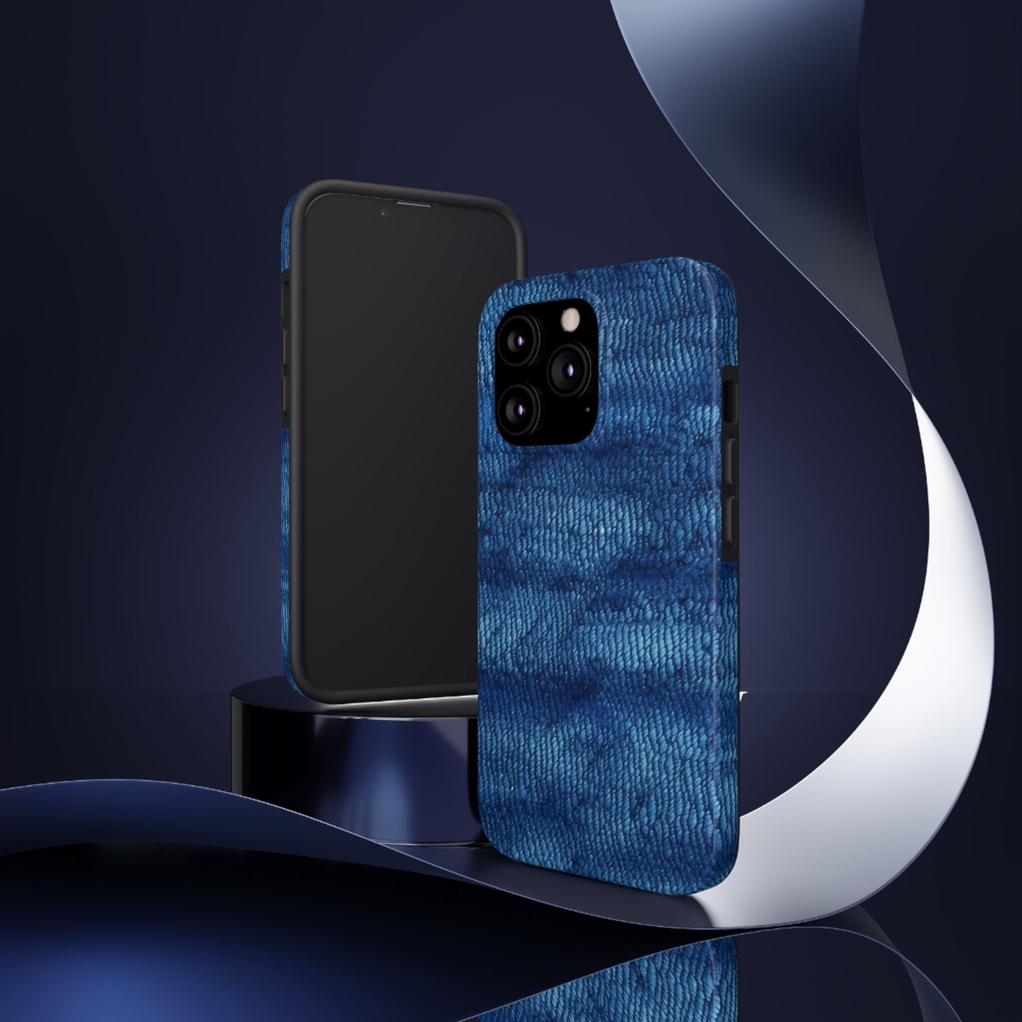 Blue Spectrum: Denim-Inspired Fabric Light to Dark - Tough Phone Cases