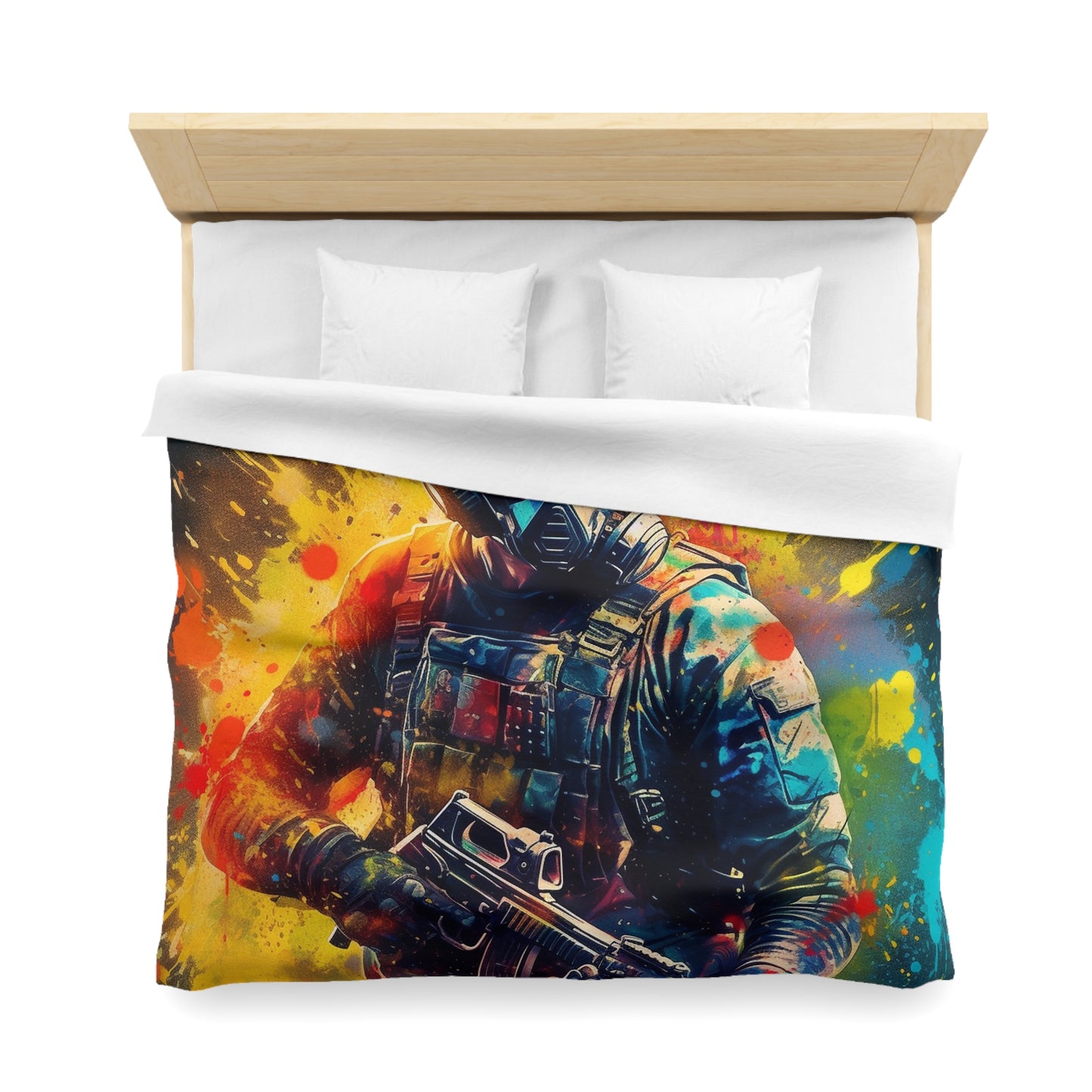 Paintball Game Sport: Professional Action Shot Target Player - Microfiber Duvet Cover