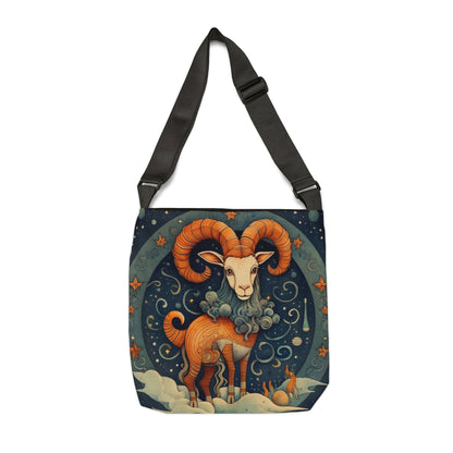 Diseño humorístico estilo libro infantil del zodiaco Capricornio - Bolsa de mano ajustable (AOP) 