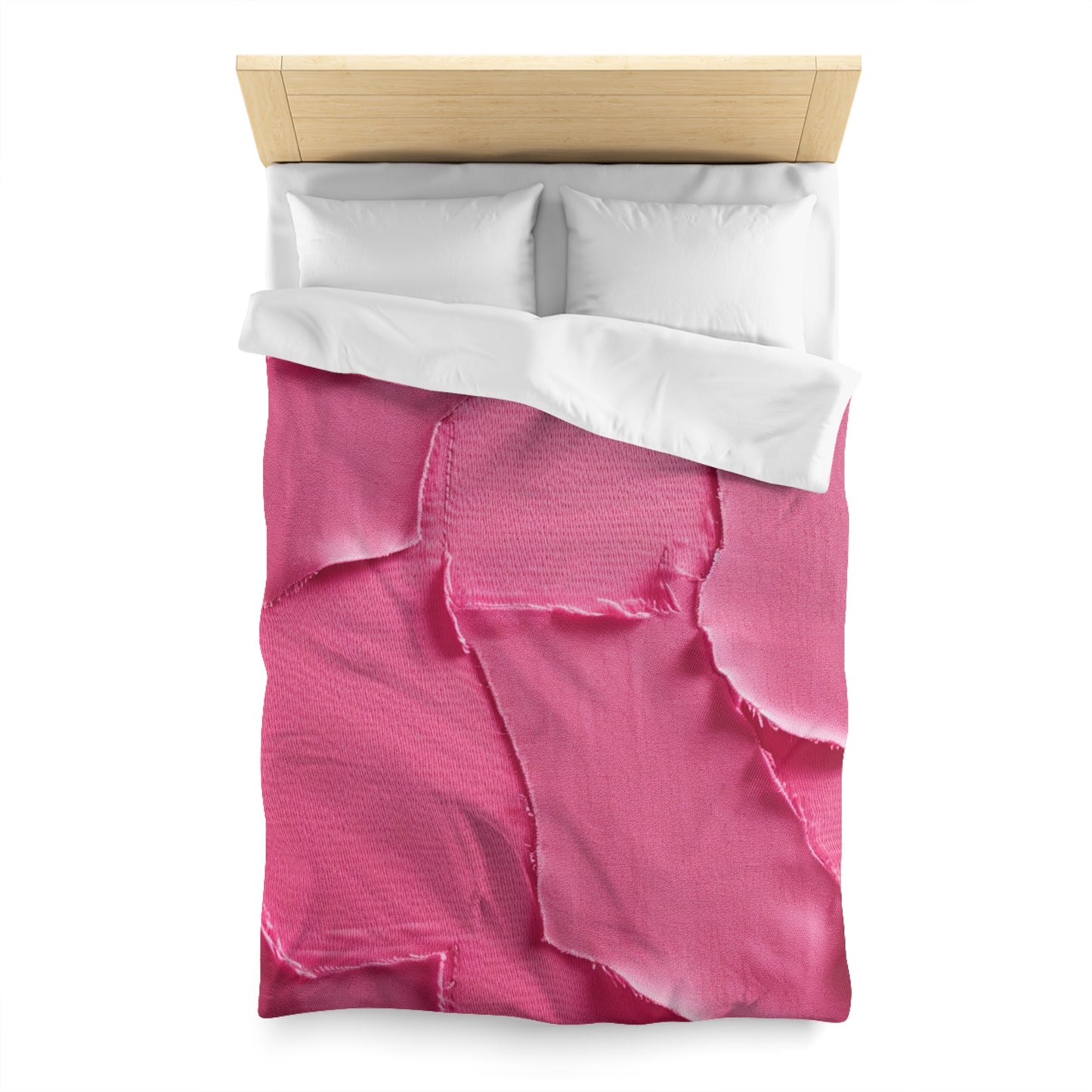 Distressed Neon Pink: Edgy, Ripped Denim-Inspired Doll Fabric - Microfiber Duvet Cover