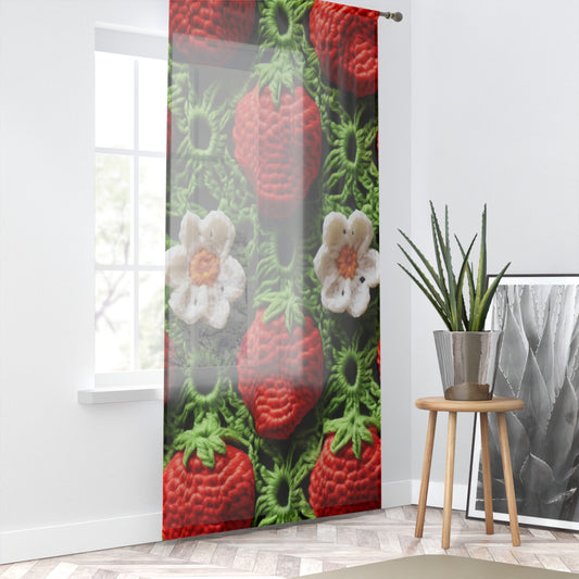 Strawberry Field Crochet - Forever Forest Greens - Fruit Berry Harvest Crop - Window Curtain