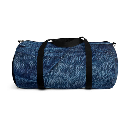 Dark Blue: Distressed Denim-Inspired Fabric Design - Duffel Bag