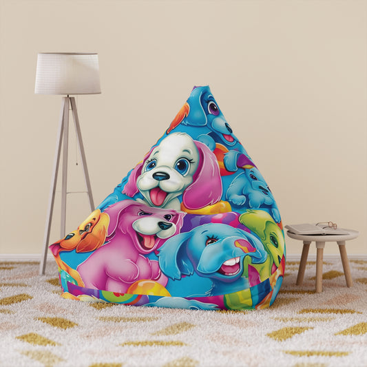 Diseño Happy Puppy &amp; Dog - Vivo y llamativo - Funda para silla tipo puf 