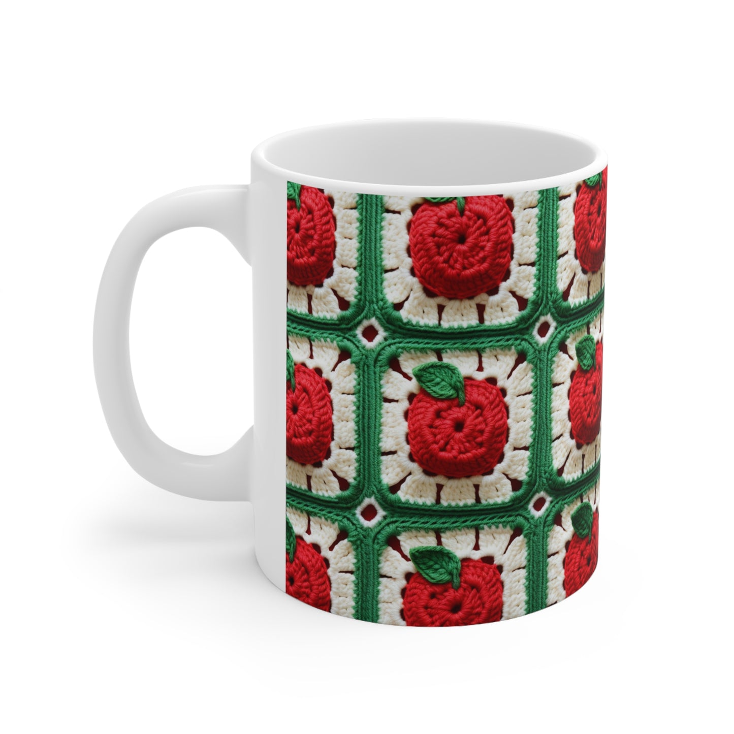 Apple Granny Square Crochet Pattern: Wild Fruit Tree, Delicious Red Design - Ceramic Mug 11oz