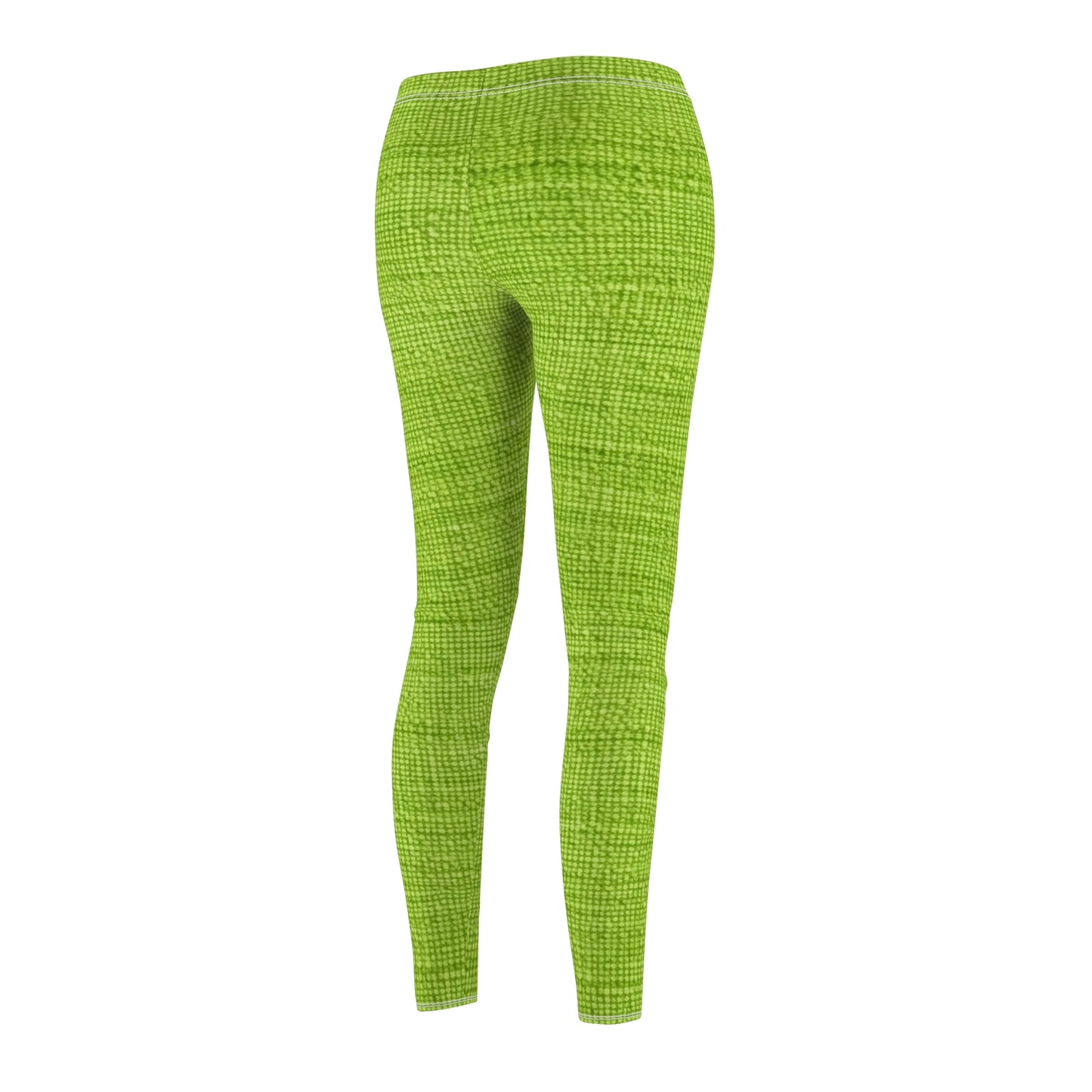 Lush Grass Neon Green: estilo de tela primaveral inspirado en la mezclilla - Leggings casuales cortados y cosidos para mujer (AOP)