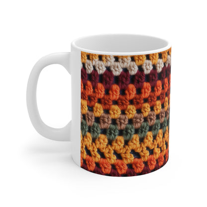 Otoño de Acción de Gracias de crochet: colores de moda clásicos para un look de temporada - Taza de cerámica de 11 oz