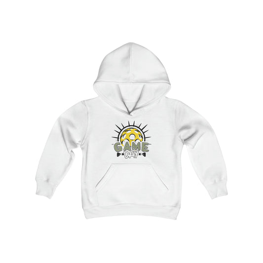 Radiant Pickleball Emblem with Dynamic Sunburst and Game Day Lettering - Youth Heavy Blend Hooded Sweatshirt