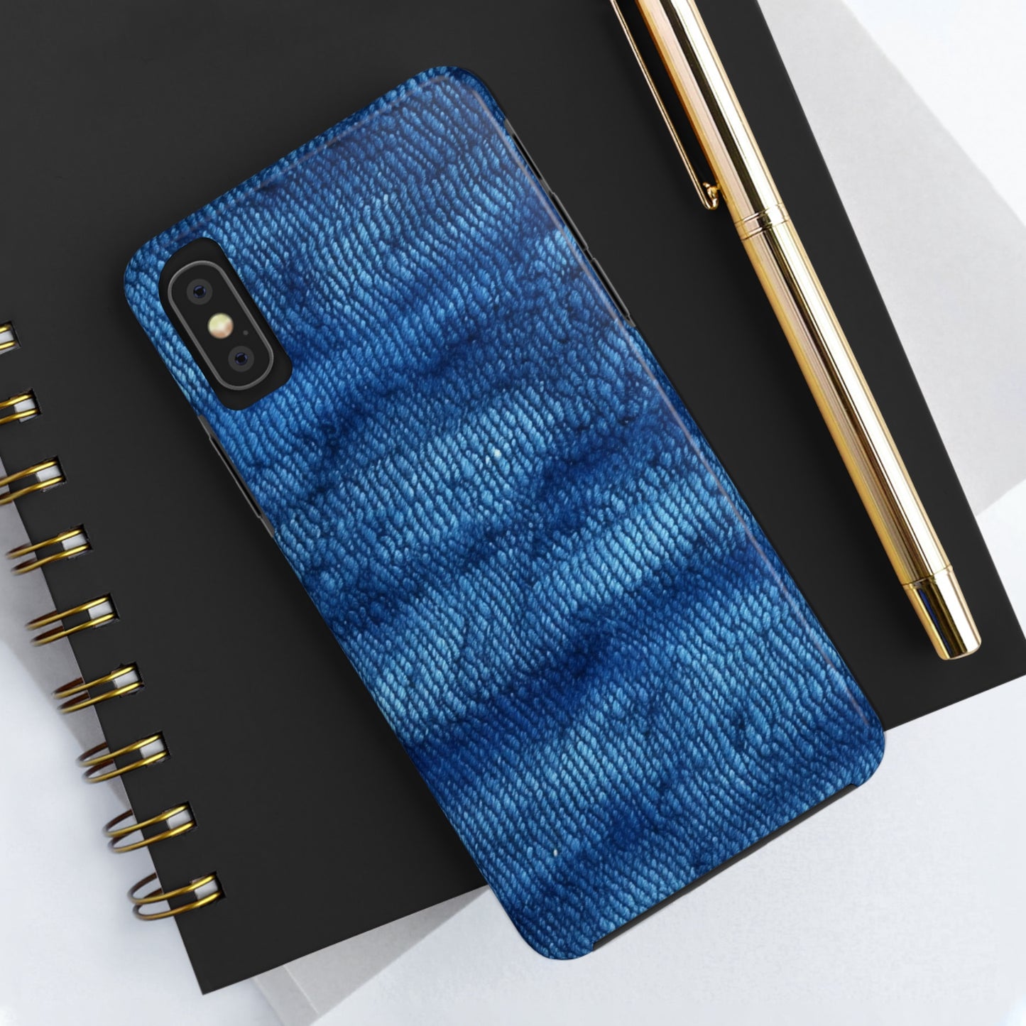 Blue Spectrum: Denim-Inspired Fabric Light to Dark - Tough Phone Cases