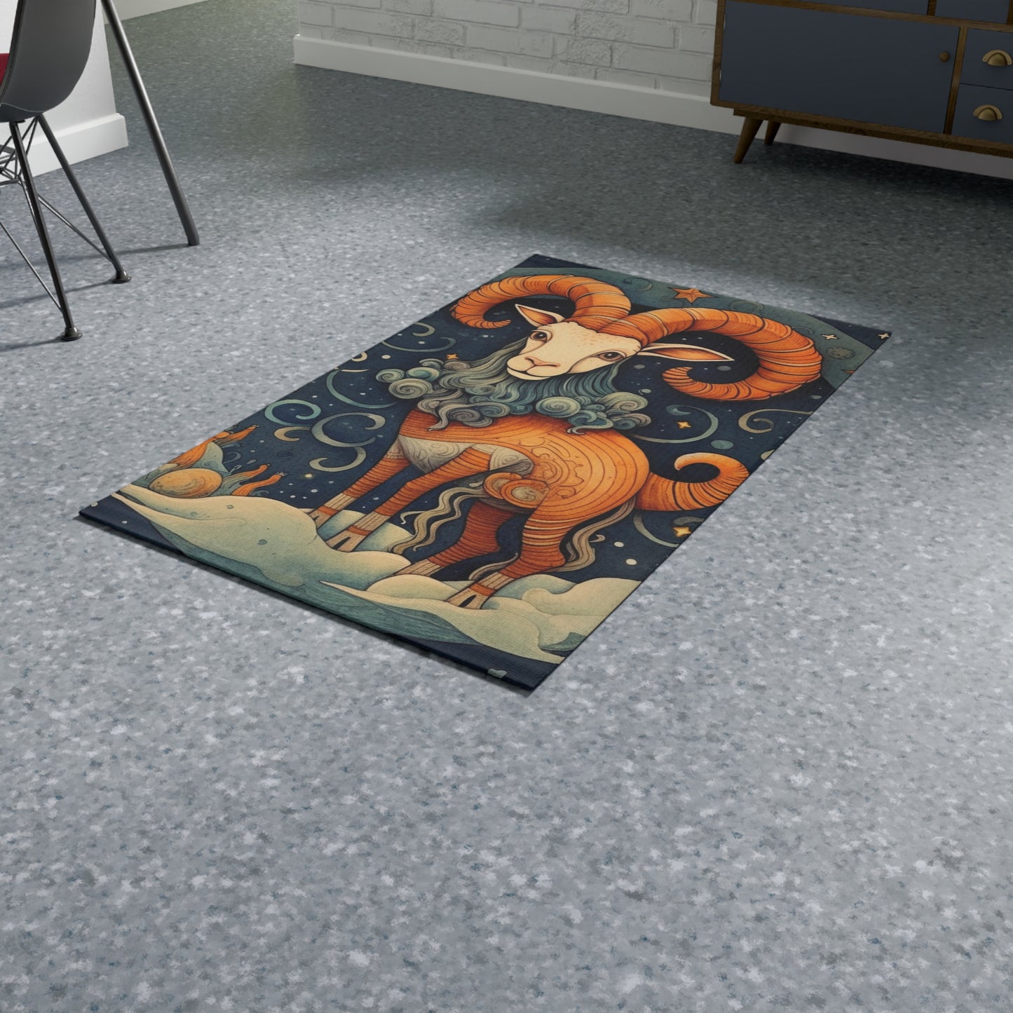 Capricorn Zodiac Children's Book Style Humorous Design - Dobby Rug