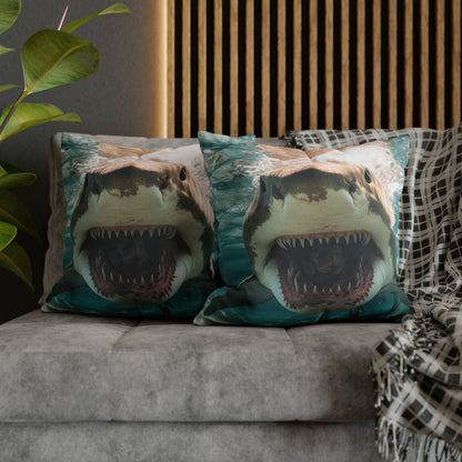 Bull Shark: River Monster Menace - Realistic Dark Water Predator - Spun Polyester Square Pillow Case