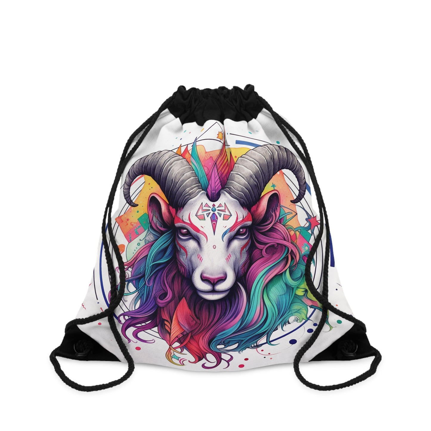 Chill Capricorn Style - Fine Line Multicolor Astrology Design - Drawstring Bag