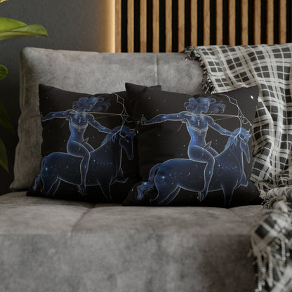 Sagittarius Zodiac in Starlit Universe - Fluorescent Colors - Spun Polyester Square Pillow Case