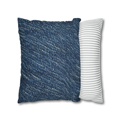 Denim-Inspired Design - Distinct Textured Fabric Pattern - Spun Polyester Square Pillow Case