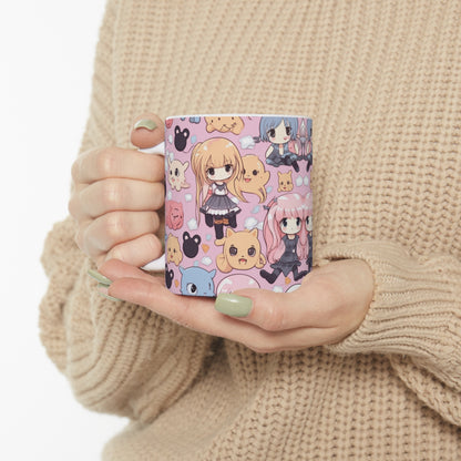 Kawaii Anime Girls: Cute and Adorable Manga Inspired Design - Ceramic Mug 11oz