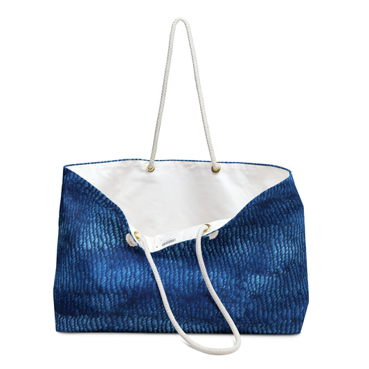 Blue Spectrum: Denim-Inspired Fabric Light to Dark - Weekender Bag