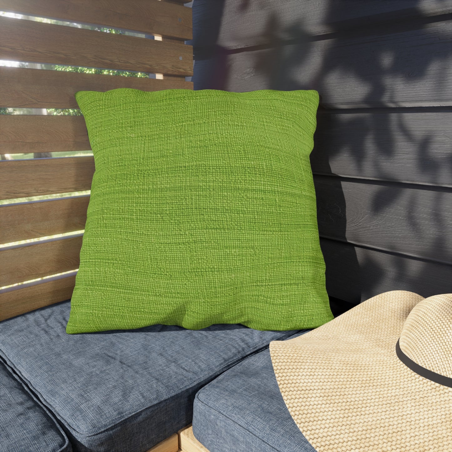 Lush Grass Neon Green: Denim-Inspired, Springtime Fabric Style - Outdoor Pillows