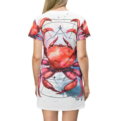 Cancer Star Sign - Elegant Zodiac Astrology - T-Shirt Dress (AOP)