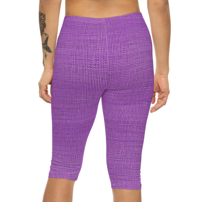 Hyper Iris Orchid Red: Denim-Inspired, Bold Style - Women’s Capri Leggings (AOP)