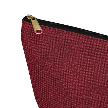 Seamless Texture - Maroon/Burgundy Denim-Inspired Fabric - Accessory Pouch w T-bottom