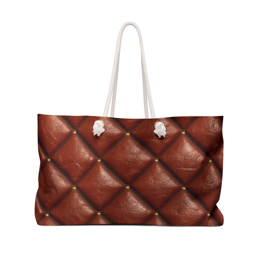 Brown Leather Cognac Pattern Rugged Durable Design Style - Weekender Bag